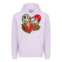 Lilac baseball with strawberry hearts Premium Hoodie - texasbilliewilder
