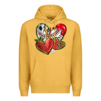 Mustard baseball with strawberry hearts Premium Hoodie - texasbilliewilder