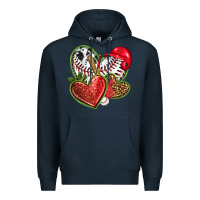 Navy baseball with strawberry hearts Premium Hoodie - texasbilliewilder