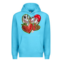 Ocean Blue baseball with strawberry hearts Premium Hoodie - texasbilliewilder