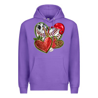 Purple baseball with strawberry hearts Premium Hoodie - texasbilliewilder
