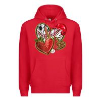 Red baseball with strawberry hearts Premium Hoodie - texasbilliewilder