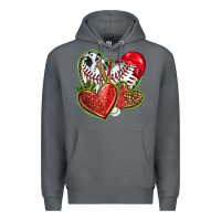 Rock baseball with strawberry hearts Premium Hoodie - texasbilliewilder