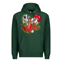 Sports Green baseball with strawberry hearts Premium Hoodie - texasbilliewilder