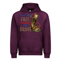 Mauve Wine home of the free because of the brave Urban Hoodie - Zillion Design Studio