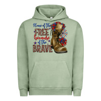 Pigment Oil Green home of the free because of the brave Urban Hoodie - Zillion Design Studio