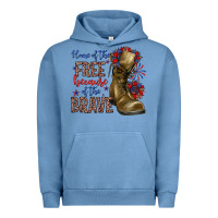 Pigment Pebble Blue home of the free because of the brave Urban Hoodie - Zillion Design Studio