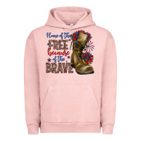 Pigment Salmon home of the free because of the brave Urban Hoodie - Zillion Design Studio