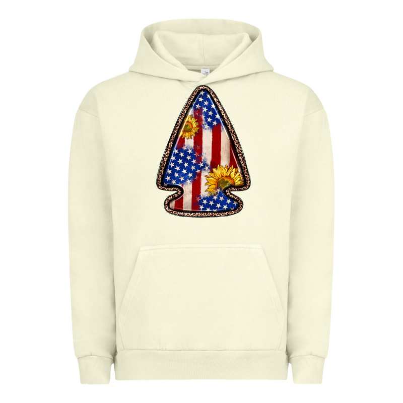 American Flag Sunflower Arrowhead Urban Hoodie by Zillion Design Studio | Teevron