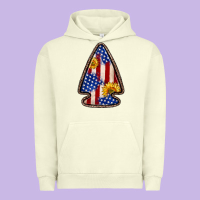 American Flag Sunflower Arrowhead Urban Hoodie Designed By Zillion Design Studio