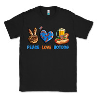 Black Peace Love Hotdog Classic Tee - BundleAndBundleShop