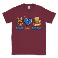 Burgundy Peace Love Hotdog Classic Tee - BundleAndBundleShop