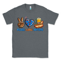 Charcoal Heather Peace Love Hotdog Classic Tee - BundleAndBundleShop
