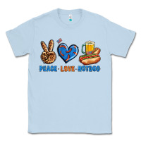 Dusty Blue Peace Love Hotdog Classic Tee - BundleAndBundleShop