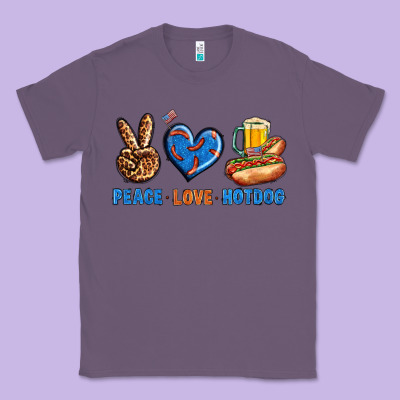 Peace Love Hotdog Classic Tee Designed By Bundleandbundleshop