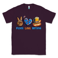 Plum Peace Love Hotdog Classic Tee - BundleAndBundleShop