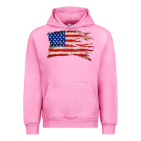 Fuchsia Pink tattered american flag Urban Hoodie - Zillion Design Studio