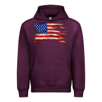 Mauve Wine tattered american flag Urban Hoodie - Zillion Design Studio