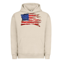 Pigment French Oak tattered american flag Urban Hoodie - Zillion Design Studio