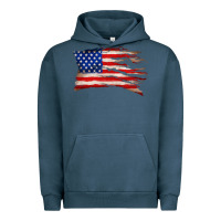 Pigment Midnight Navy tattered american flag Urban Hoodie - Zillion Design Studio