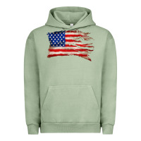 Pigment Oil Green tattered american flag Urban Hoodie - Zillion Design Studio