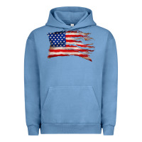Pigment Pebble Blue tattered american flag Urban Hoodie - Zillion Design Studio
