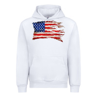 White tattered american flag Urban Hoodie - Zillion Design Studio