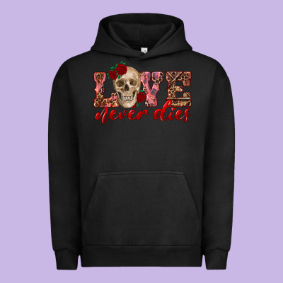 Love Never Dies Skull Urban Hoodie Designed By Ranaportraitstore