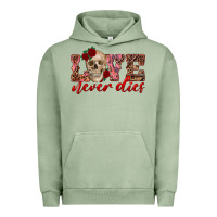 Pigment Oil Green love never dies skull Urban Hoodie - RanaPortraitStore
