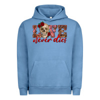 Pigment Pebble Blue love never dies skull Urban Hoodie - RanaPortraitStore