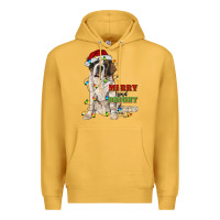 Mustard merry and bright saint bernard Premium Hoodie - RanaPortraitStore
