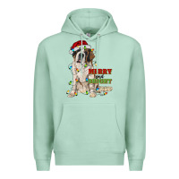 Seafoam merry and bright saint bernard Premium Hoodie - RanaPortraitStore