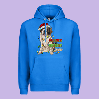 Merry And Bright Saint Bernard Premium Hoodie Designed By Ranaportraitstore