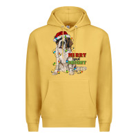 Antique Gold merry and bright saint bernard Premium Hoodie - RanaPortraitStore