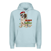 Blue Mist merry and bright saint bernard Premium Hoodie - RanaPortraitStore