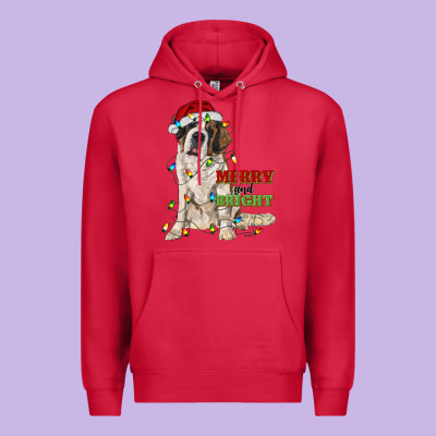 Merry And Bright Saint Bernard Premium Hoodie Designed By Ranaportraitstore