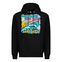 Black boat waves sun rays lake days Premium Hoodie - texasbilliewilder