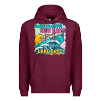 Burgundy boat waves sun rays lake days Premium Hoodie - texasbilliewilder