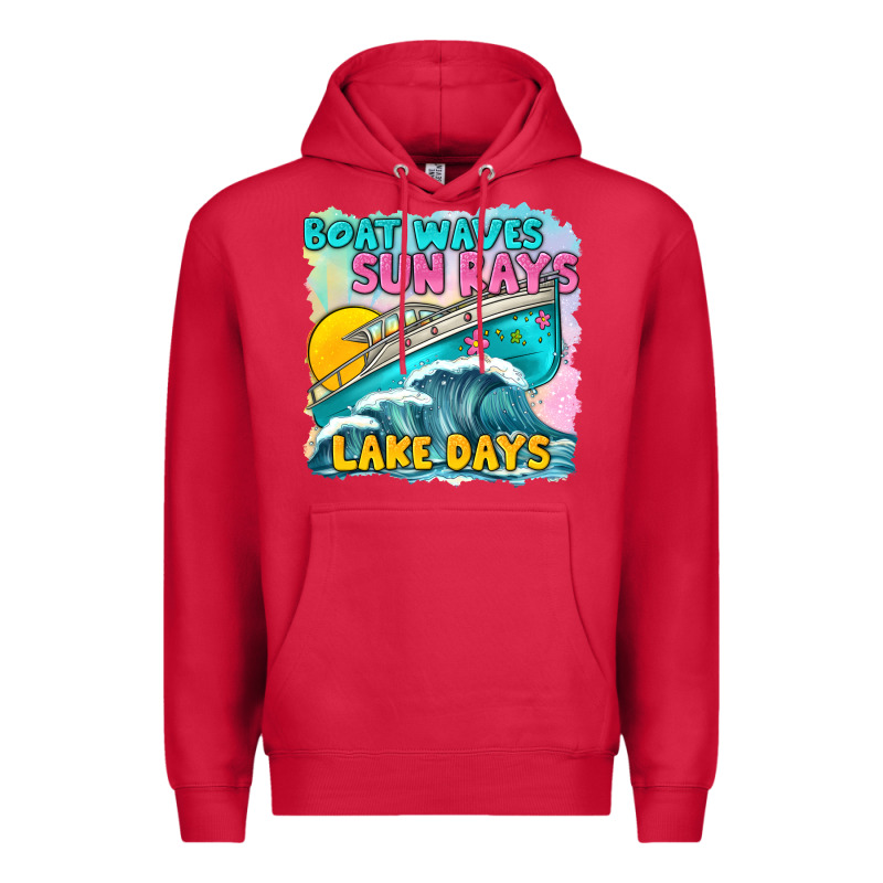 Boat Waves Sun Rays Lake Days Premium Hoodie by texasbilliewilder | Teevron