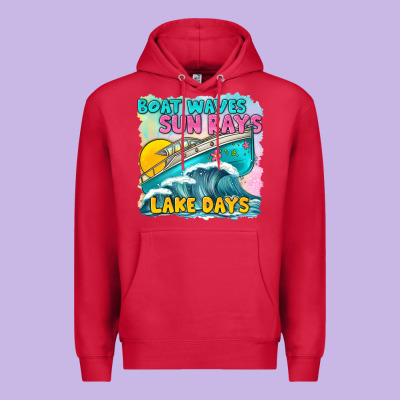 Boat Waves Sun Rays Lake Days Premium Hoodie Designed By Texasbilliewilder