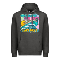 Charcoal Heather boat waves sun rays lake days Premium Hoodie - texasbilliewilder