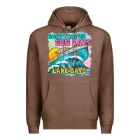 Chestnut boat waves sun rays lake days Premium Hoodie - texasbilliewilder