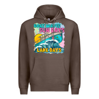 Coffee boat waves sun rays lake days Premium Hoodie - texasbilliewilder