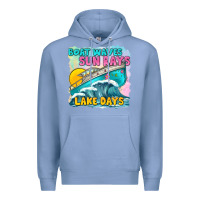 Colony Blue boat waves sun rays lake days Premium Hoodie - texasbilliewilder