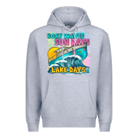 Heather Grey boat waves sun rays lake days Premium Hoodie - texasbilliewilder