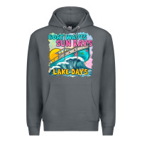 Rock boat waves sun rays lake days Premium Hoodie - texasbilliewilder