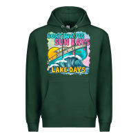 Sports Green boat waves sun rays lake days Premium Hoodie - texasbilliewilder