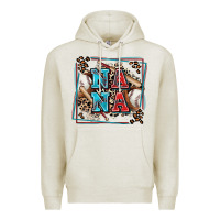 Oatmeal Heather baseball nana with leopard Premium Hoodie - Zillion Design Studio