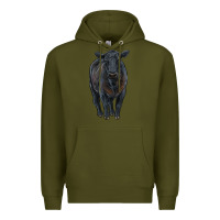 Army Green black angus cattle Premium Hoodie - RanaPortraitStore