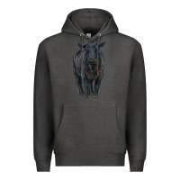 Charcoal Heather black angus cattle Premium Hoodie - RanaPortraitStore